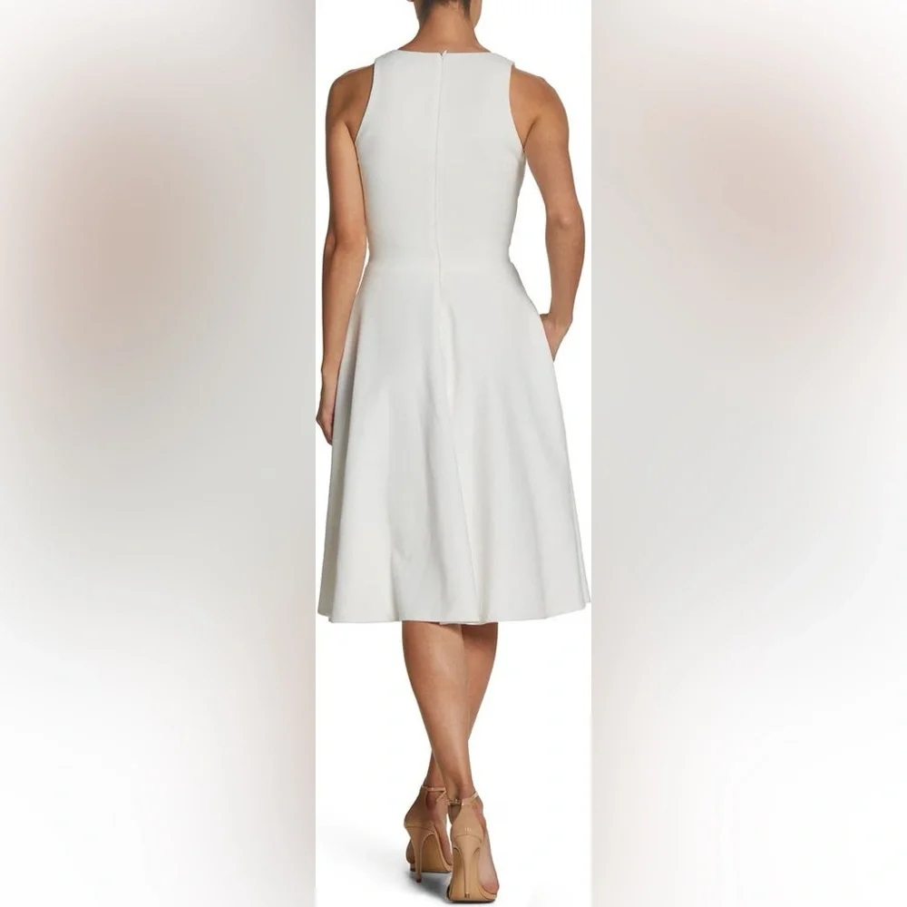 Dress the Population White Catalina Fit & Flare Cocktail Dress Size Small Womens